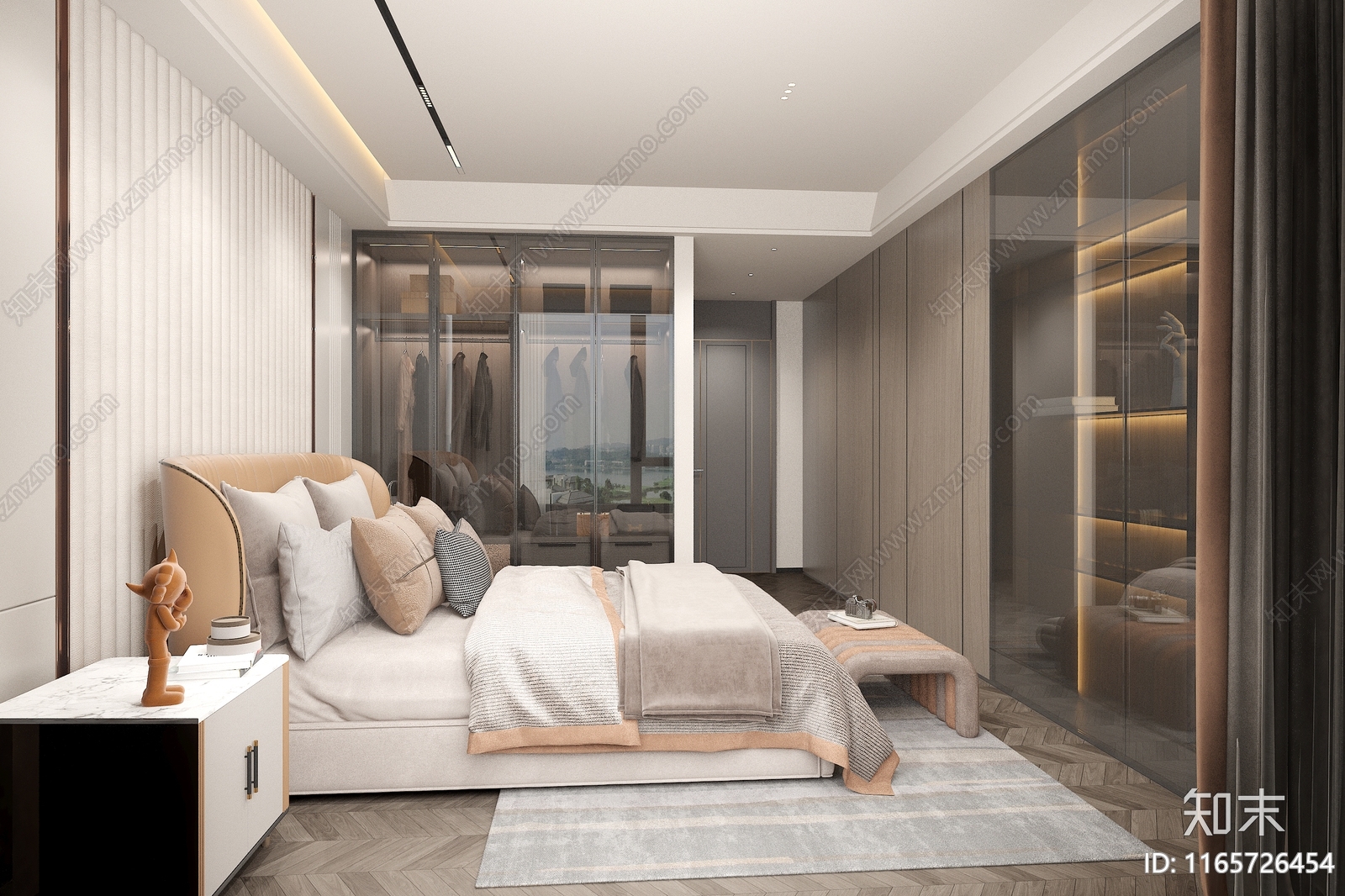 现代新中式家居卧室3D模型下载【ID:1165726454】