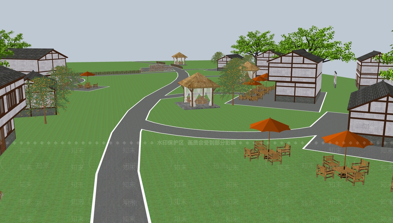 新中式乡村公园SU模型下载【ID:1165729338】