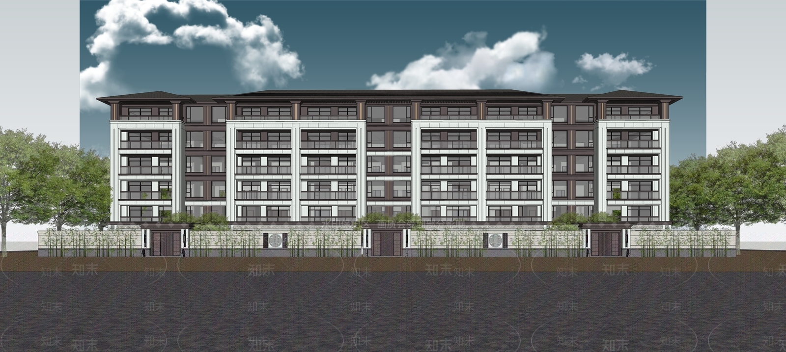 新中式多层住宅SU模型下载【ID:1165730756】