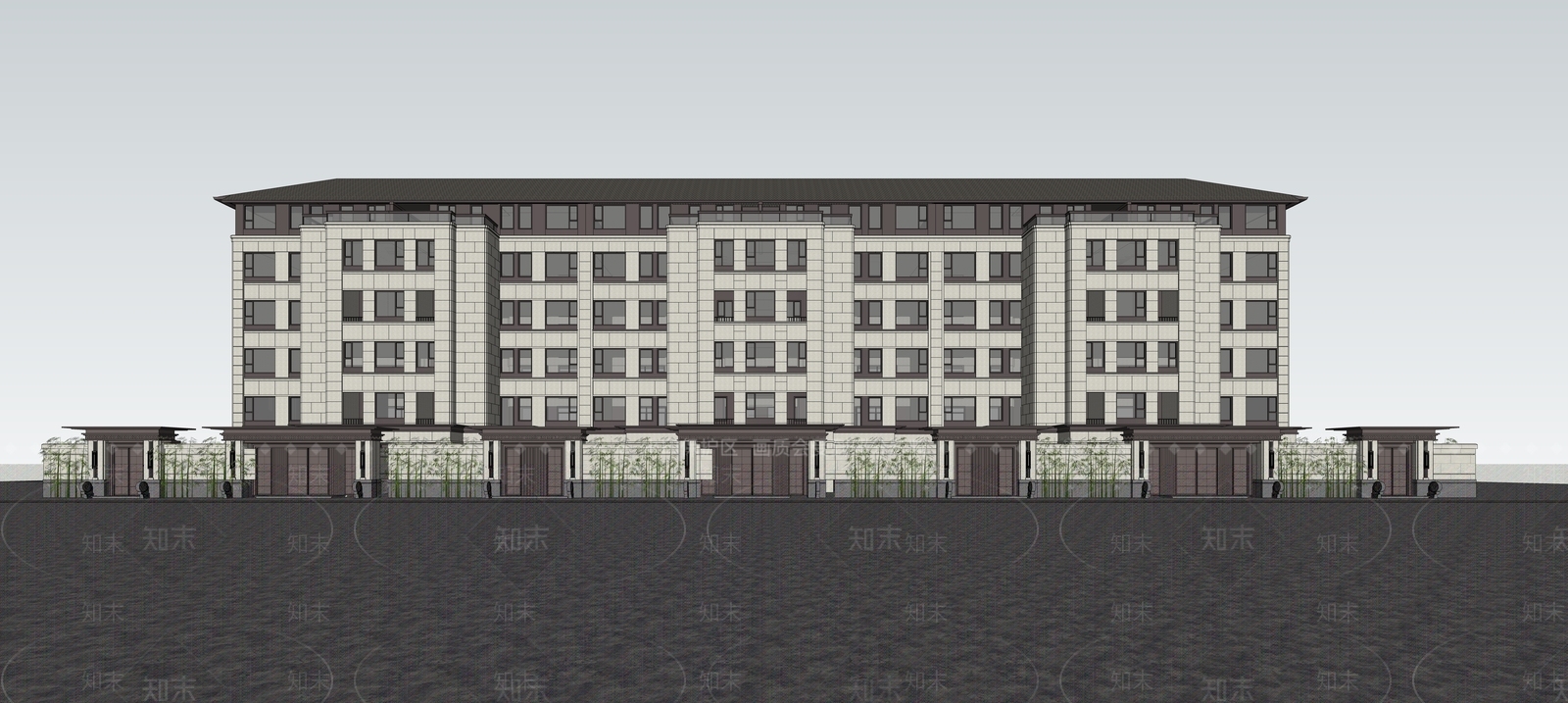 新中式多层住宅SU模型下载【ID:1165731092】
