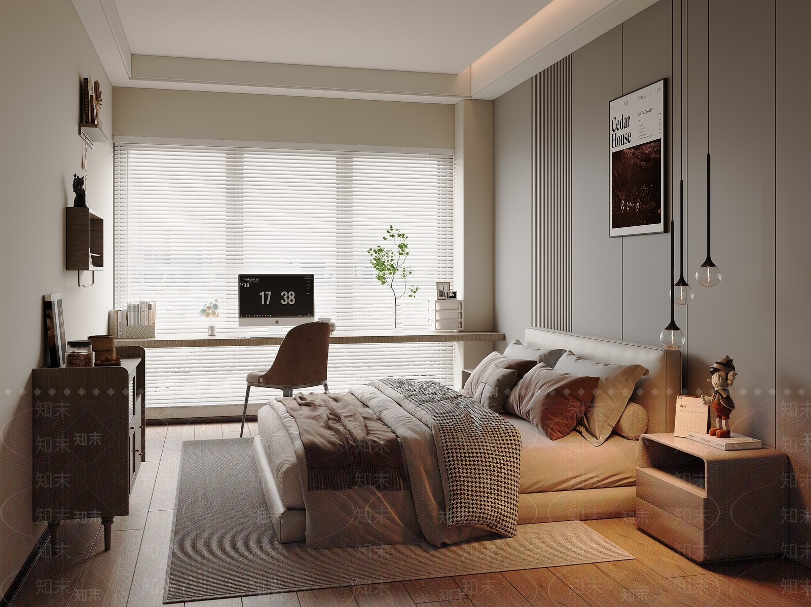 现代简约家居卧室3D模型下载【ID:1165744934】