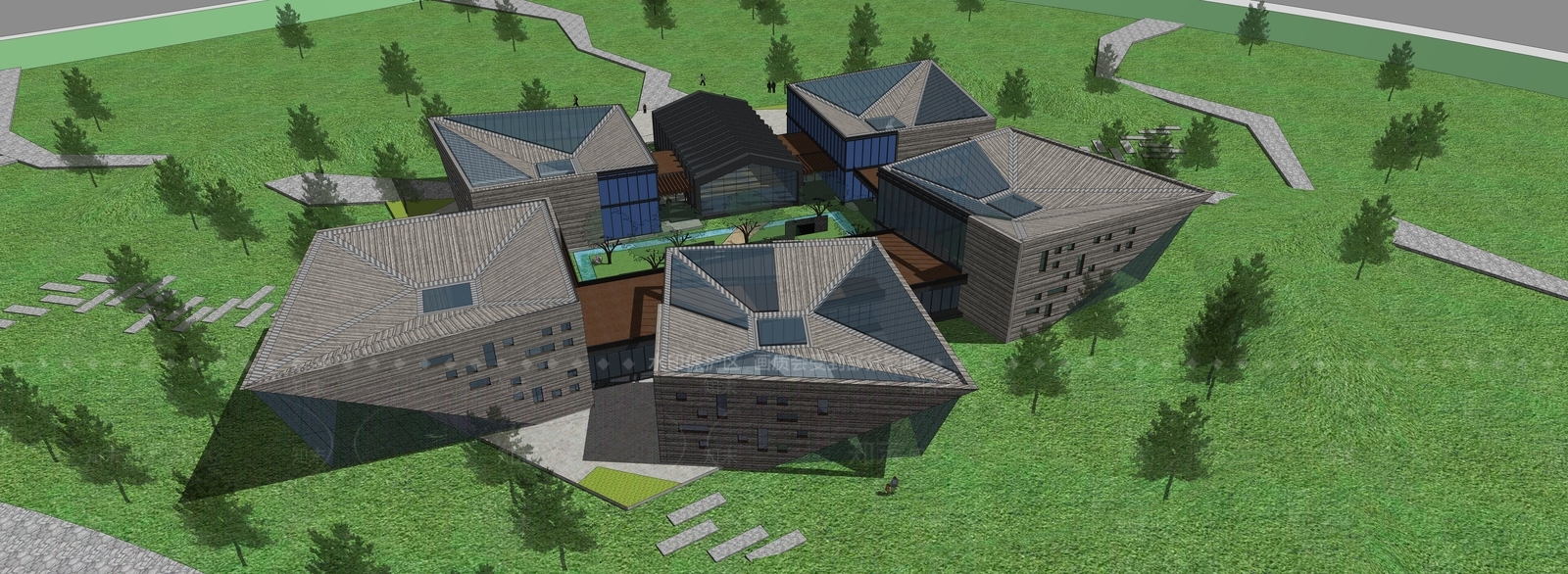现代展览馆建筑SU模型下载【ID:1165753521】