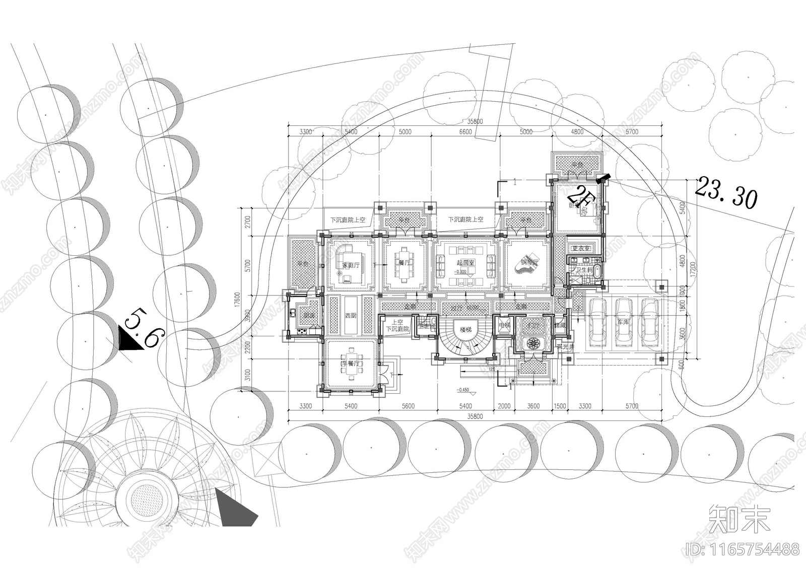 现代新中式别墅建筑cad施工图下载【ID:1165754488】