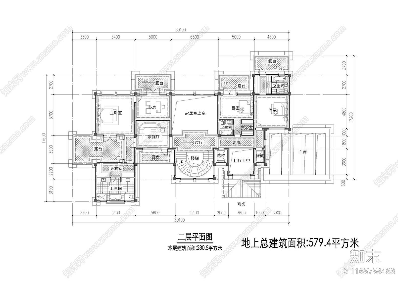 现代新中式别墅建筑cad施工图下载【ID:1165754488】