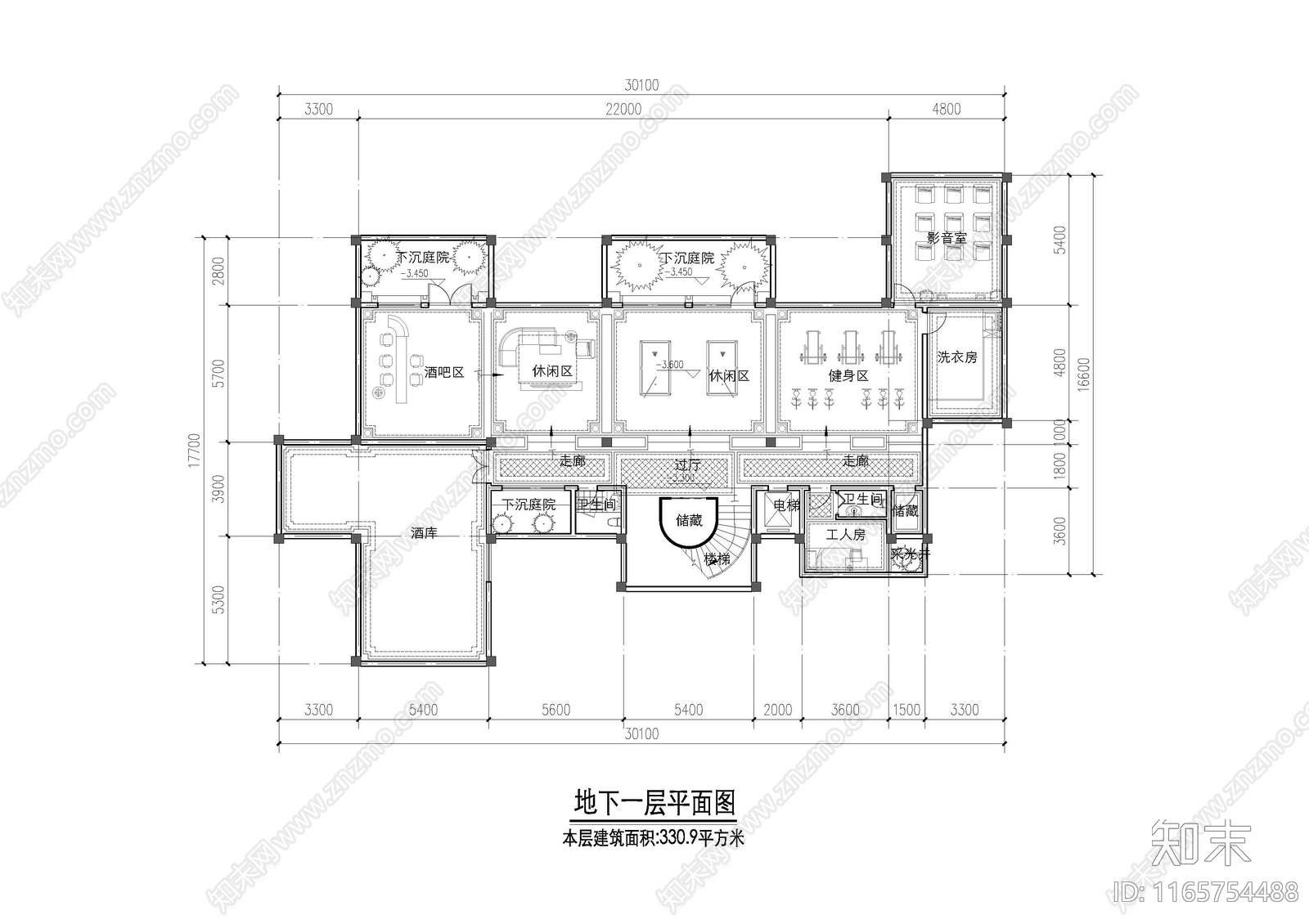 现代新中式别墅建筑cad施工图下载【ID:1165754488】