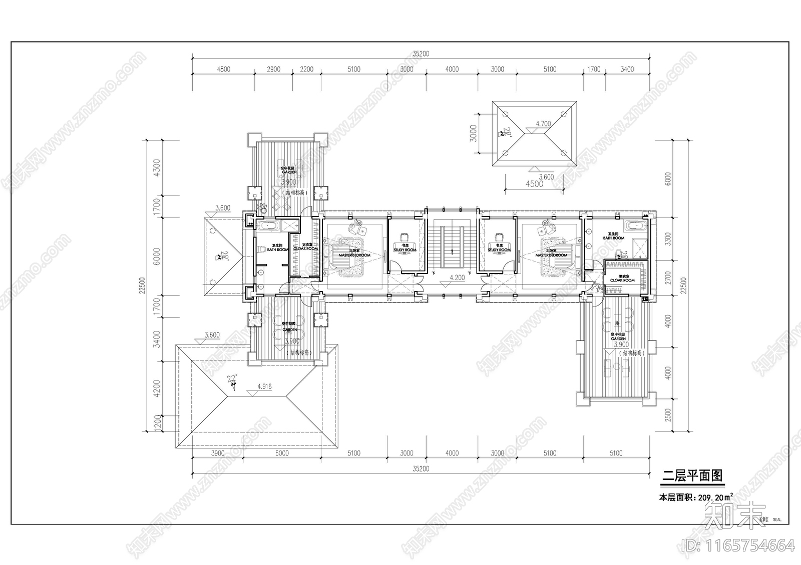 现代新中式别墅建筑cad施工图下载【ID:1165754664】