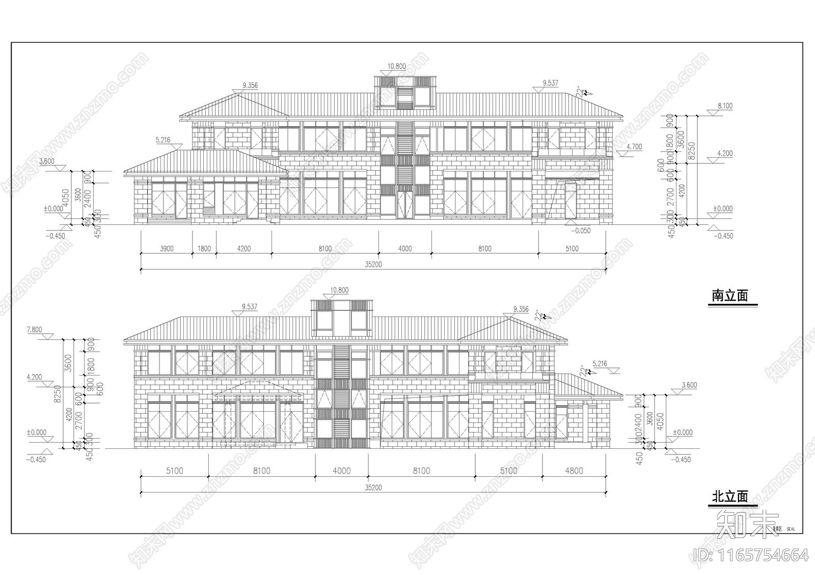 现代新中式别墅建筑cad施工图下载【ID:1165754664】