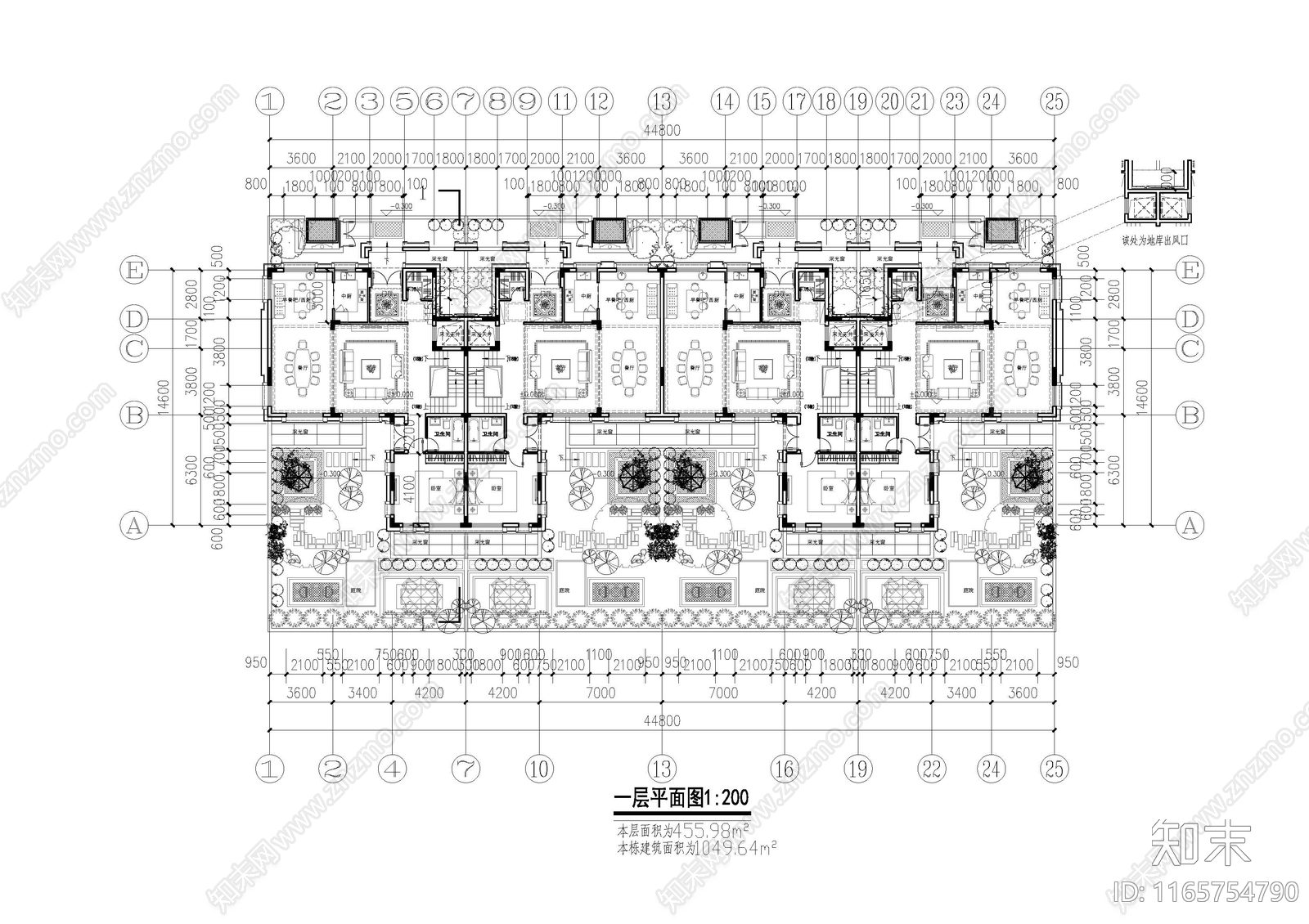 现代新中式别墅建筑施工图下载【ID:1165754790】
