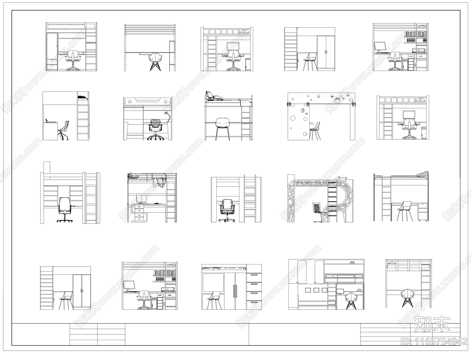 现代床施工图下载【ID:1165754942】