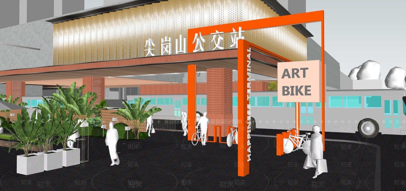 现代公交站台SU模型下载【ID:1165758275】