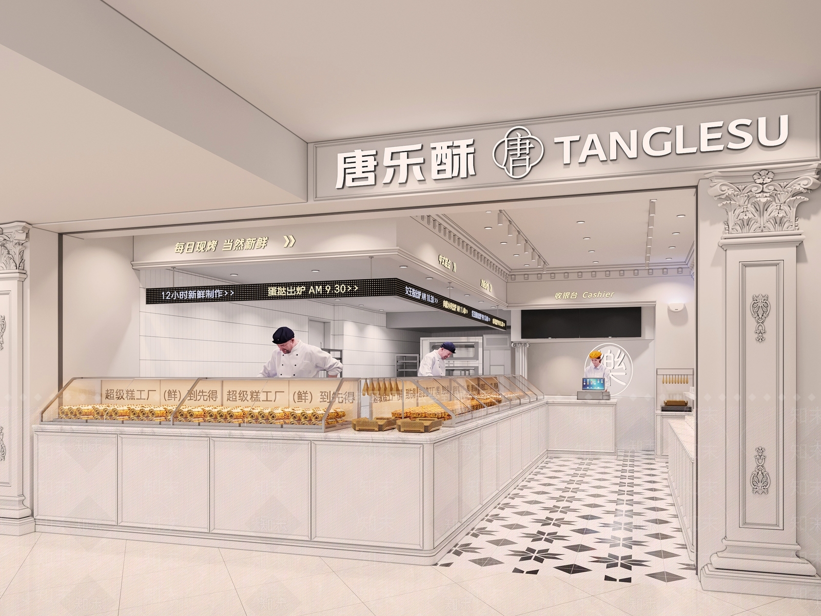 法式现代甜品面包店3D模型下载【ID:1165759910】