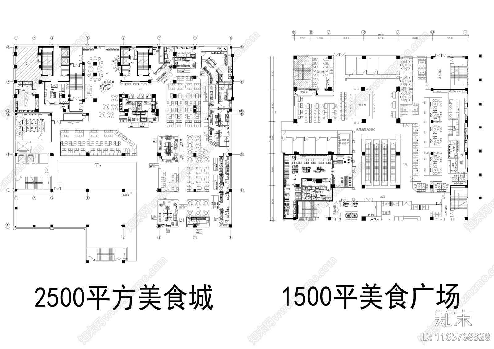 50个餐饮餐厅方案平面图集合施工图下载【ID:1165768928】