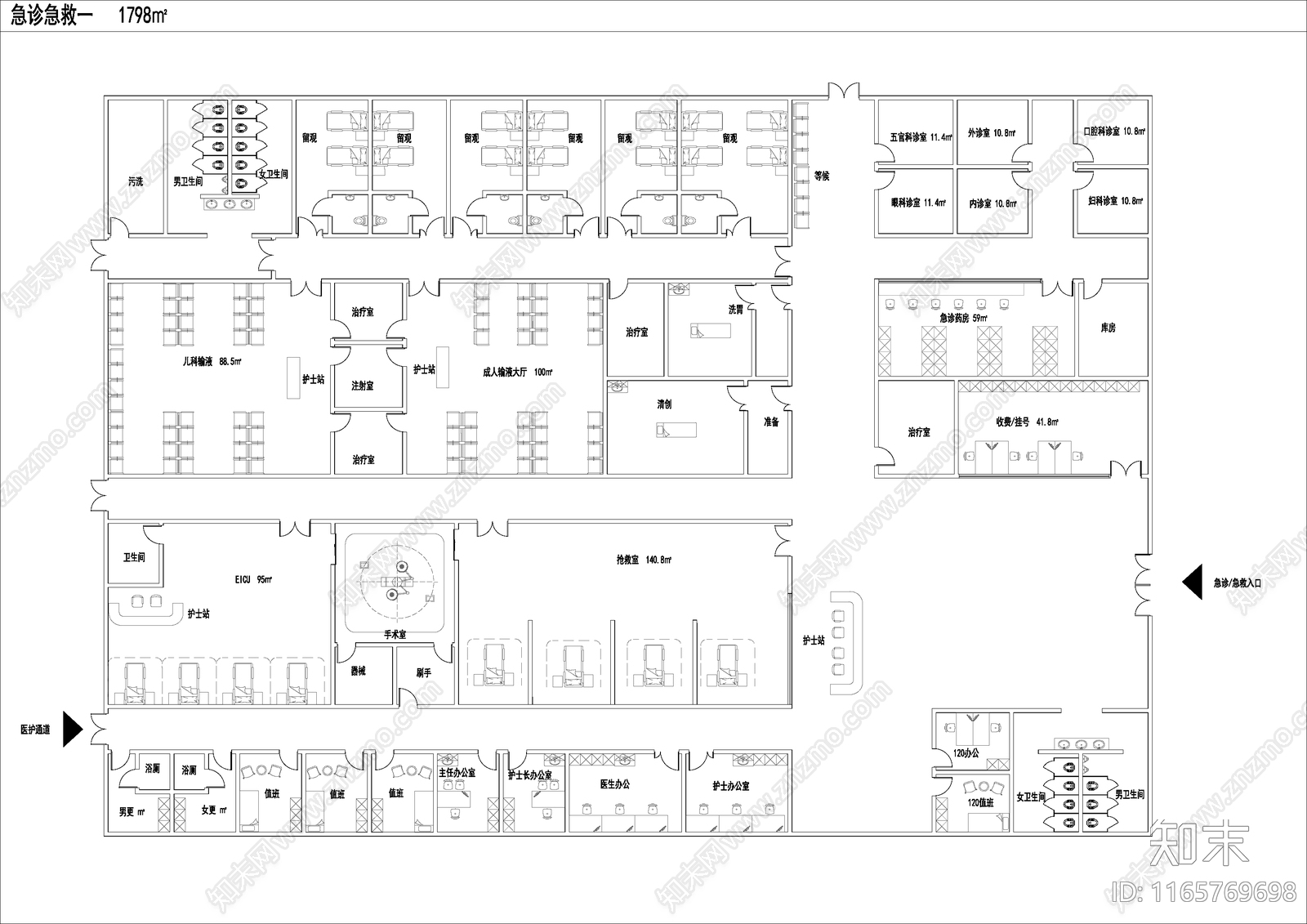 现代新中式医院建筑施工图下载【ID:1165769698】