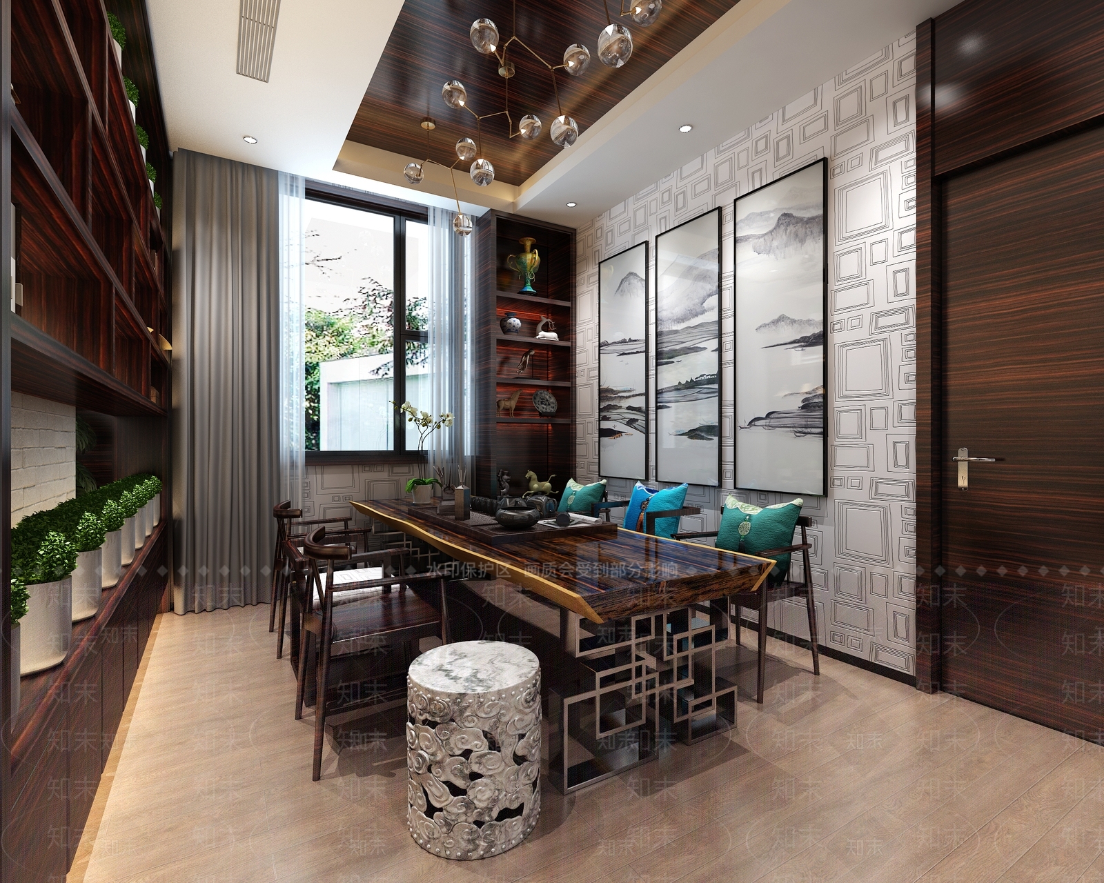 新中式包厢3D模型下载【ID:1165779757】