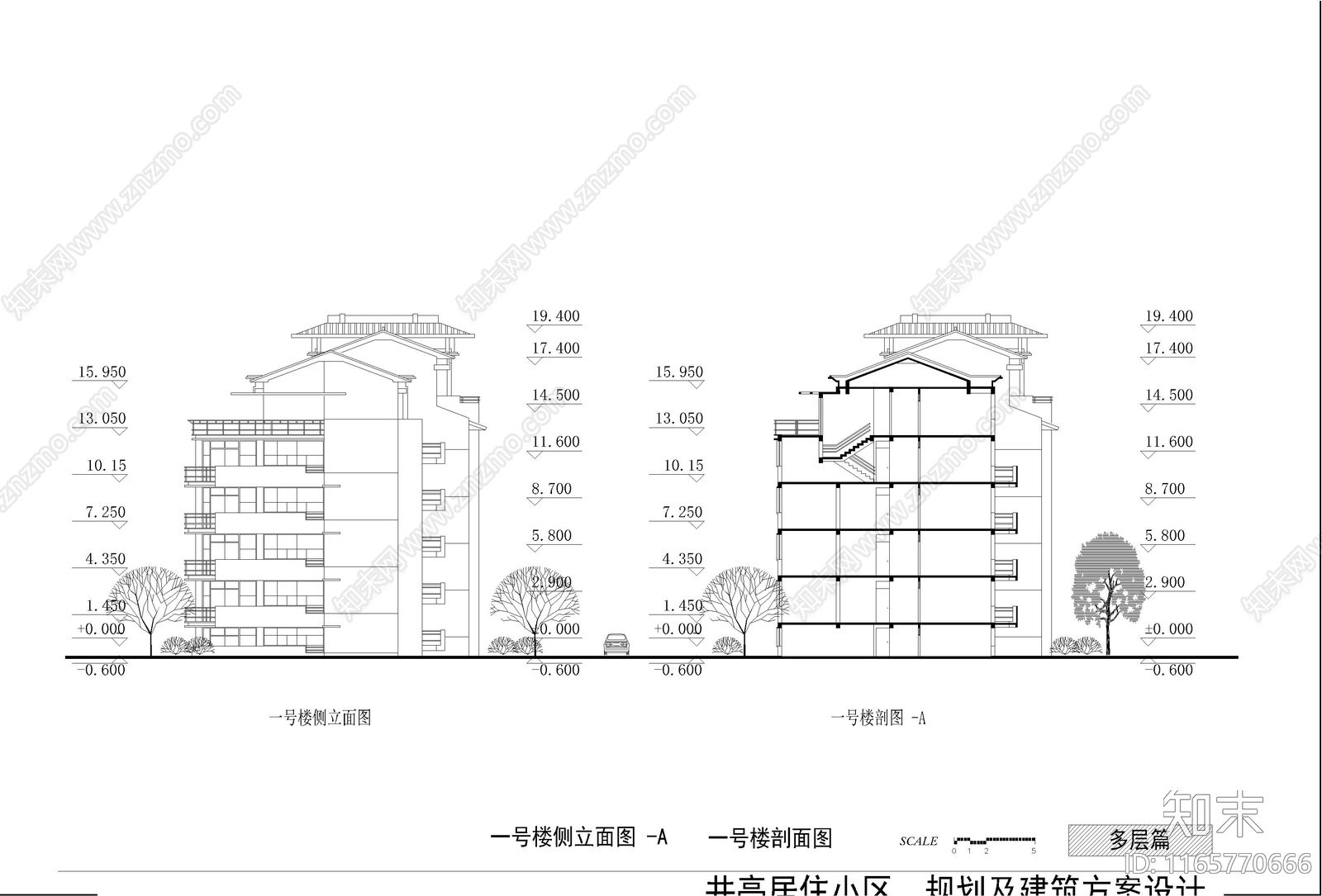 现代住宅楼建筑施工图下载【ID:1165770666】