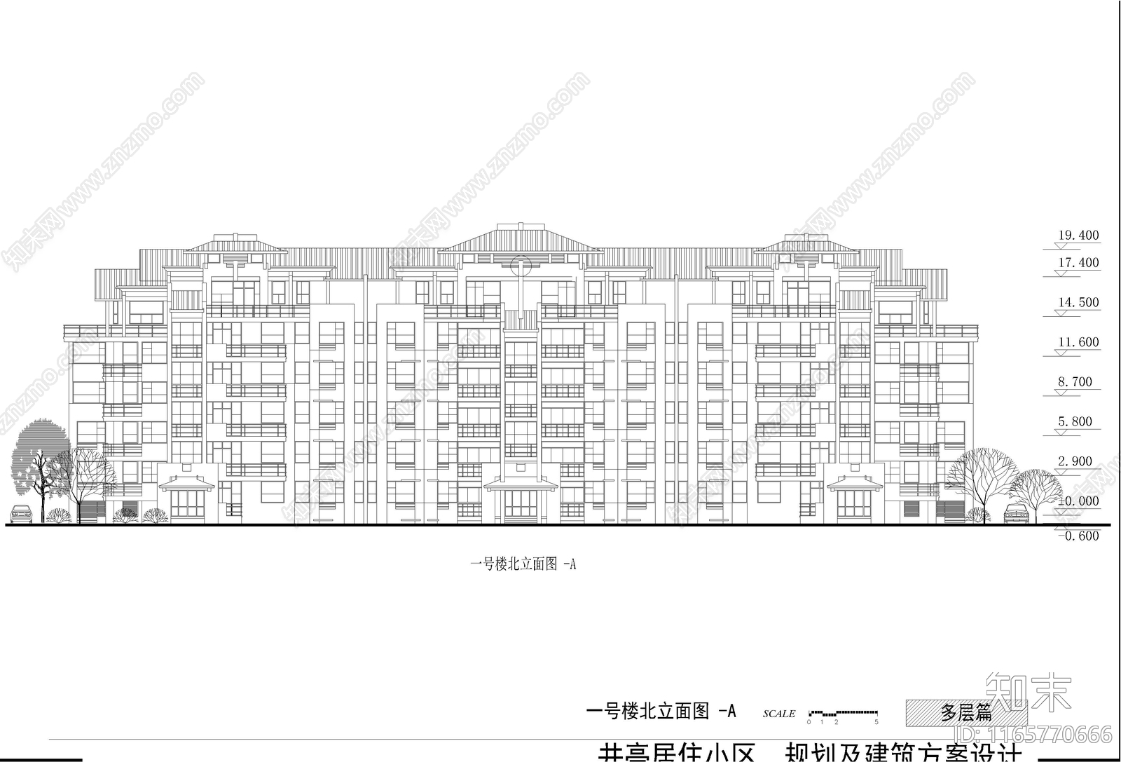 现代住宅楼建筑施工图下载【ID:1165770666】