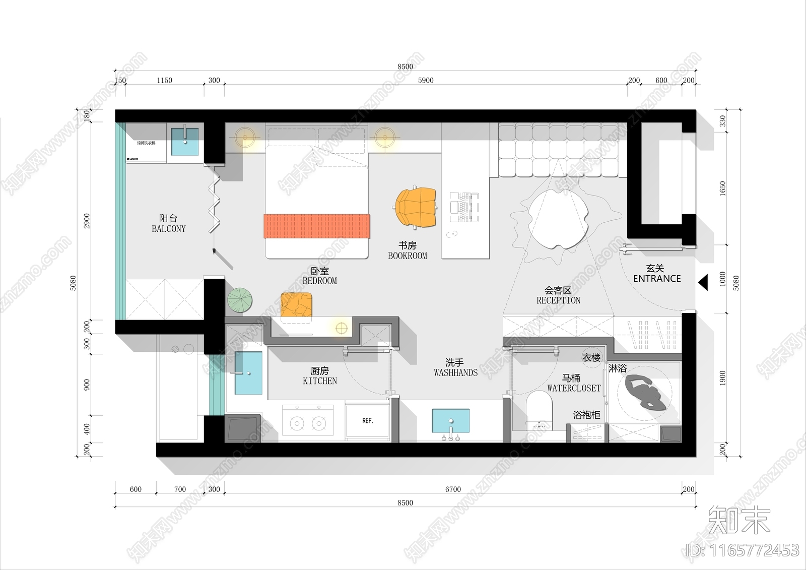 现代整体家装空间cad施工图下载【ID:1165772453】