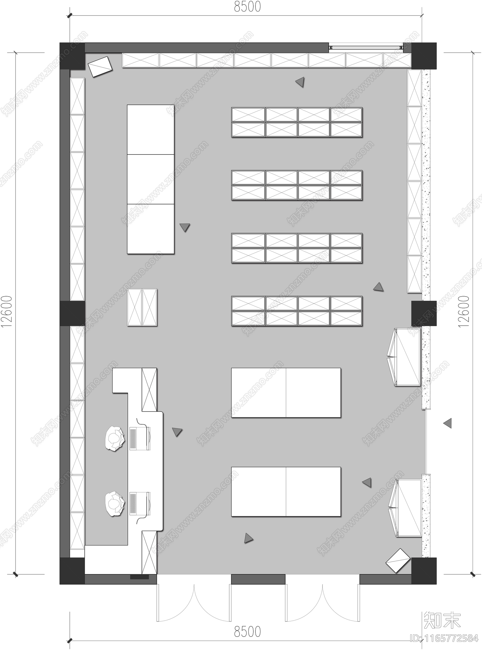现代超市cad施工图下载【ID:1165772584】