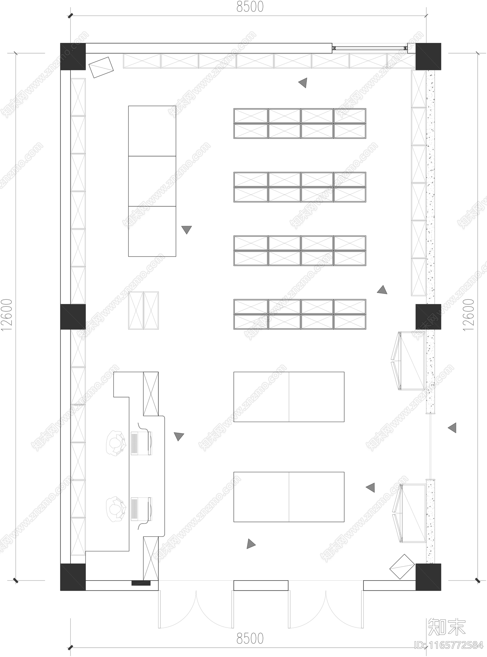 现代超市cad施工图下载【ID:1165772584】
