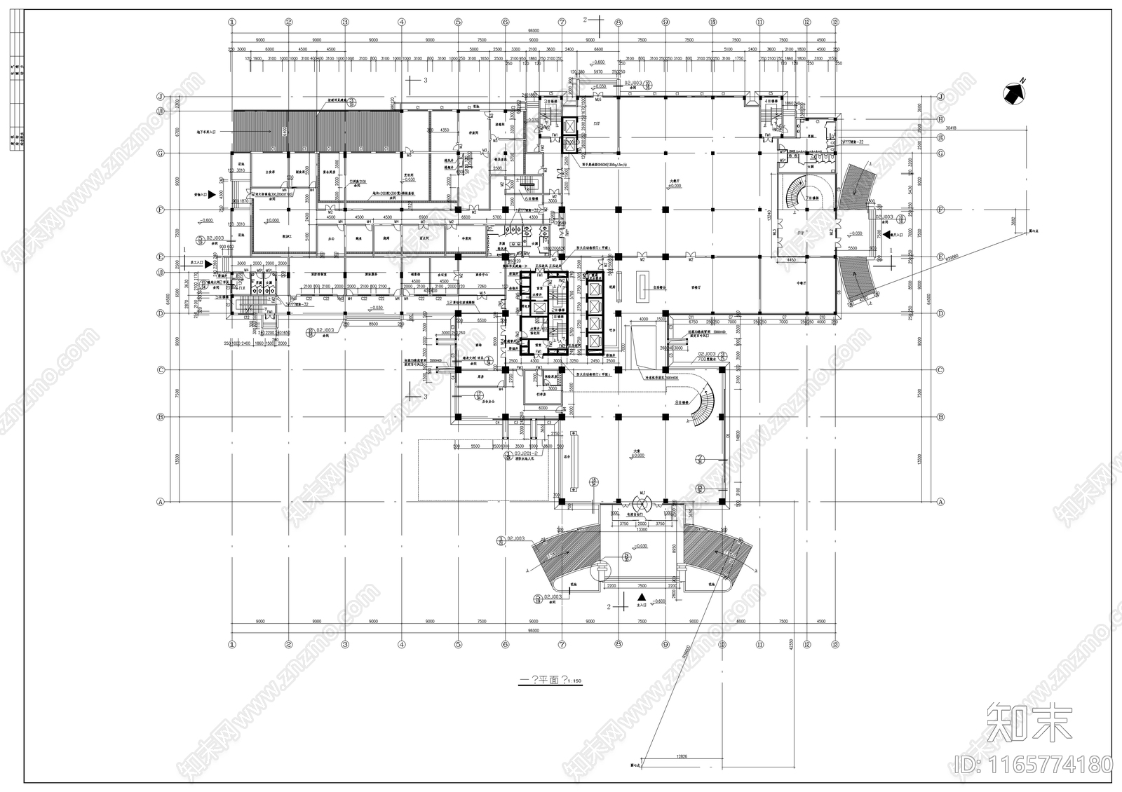 现代商业综合体cad施工图下载【ID:1165774180】