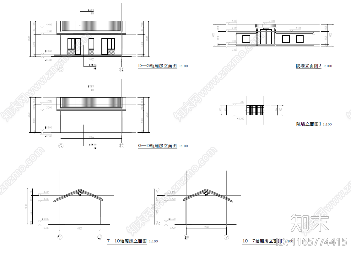 新中式民宿建筑cad施工图下载【ID:1165774415】