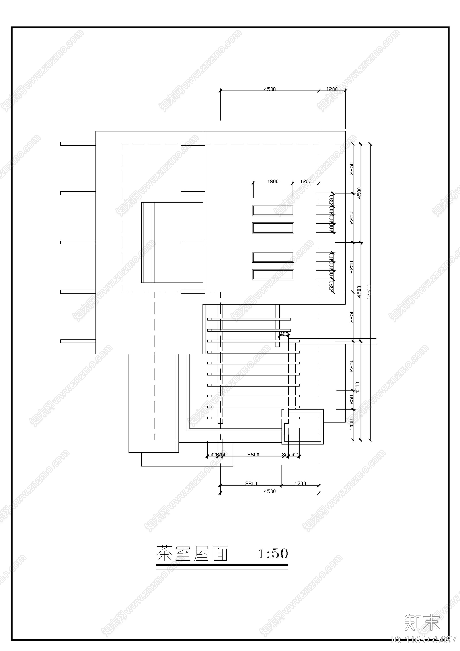 现代茶室施工图下载【ID:1165775097】