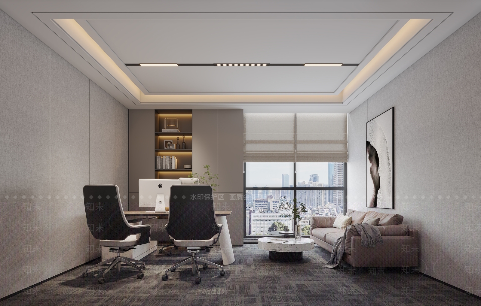 现代新中式办公大厅3D模型下载【ID:1165776800】