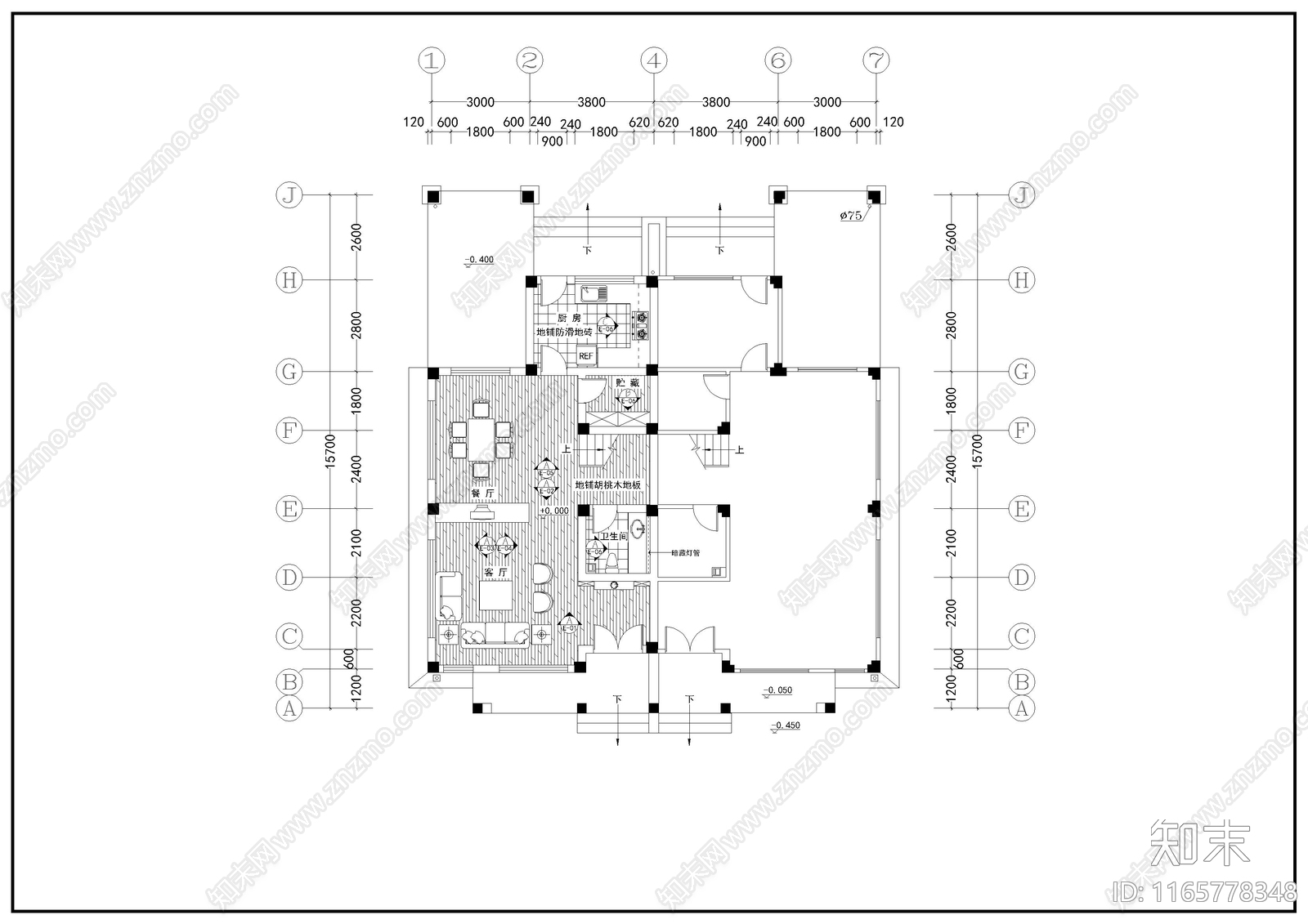 整体家装空间cad施工图下载【ID:1165778348】