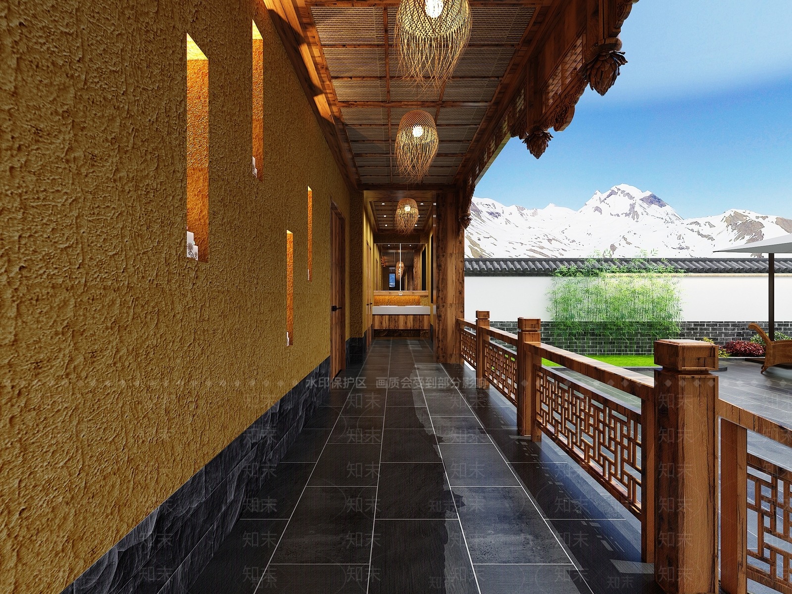 新中式中式民宿3D模型下载【ID:1165783391】