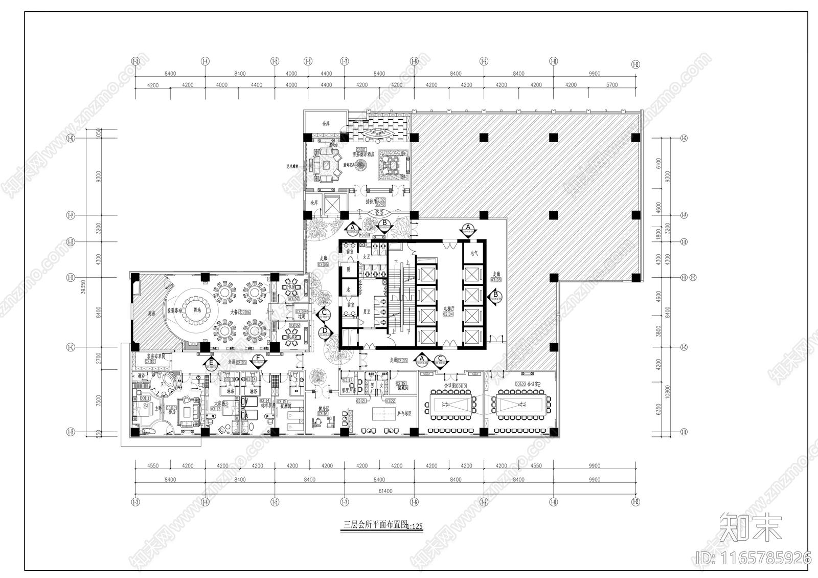 现代会所cad施工图下载【ID:1165785926】