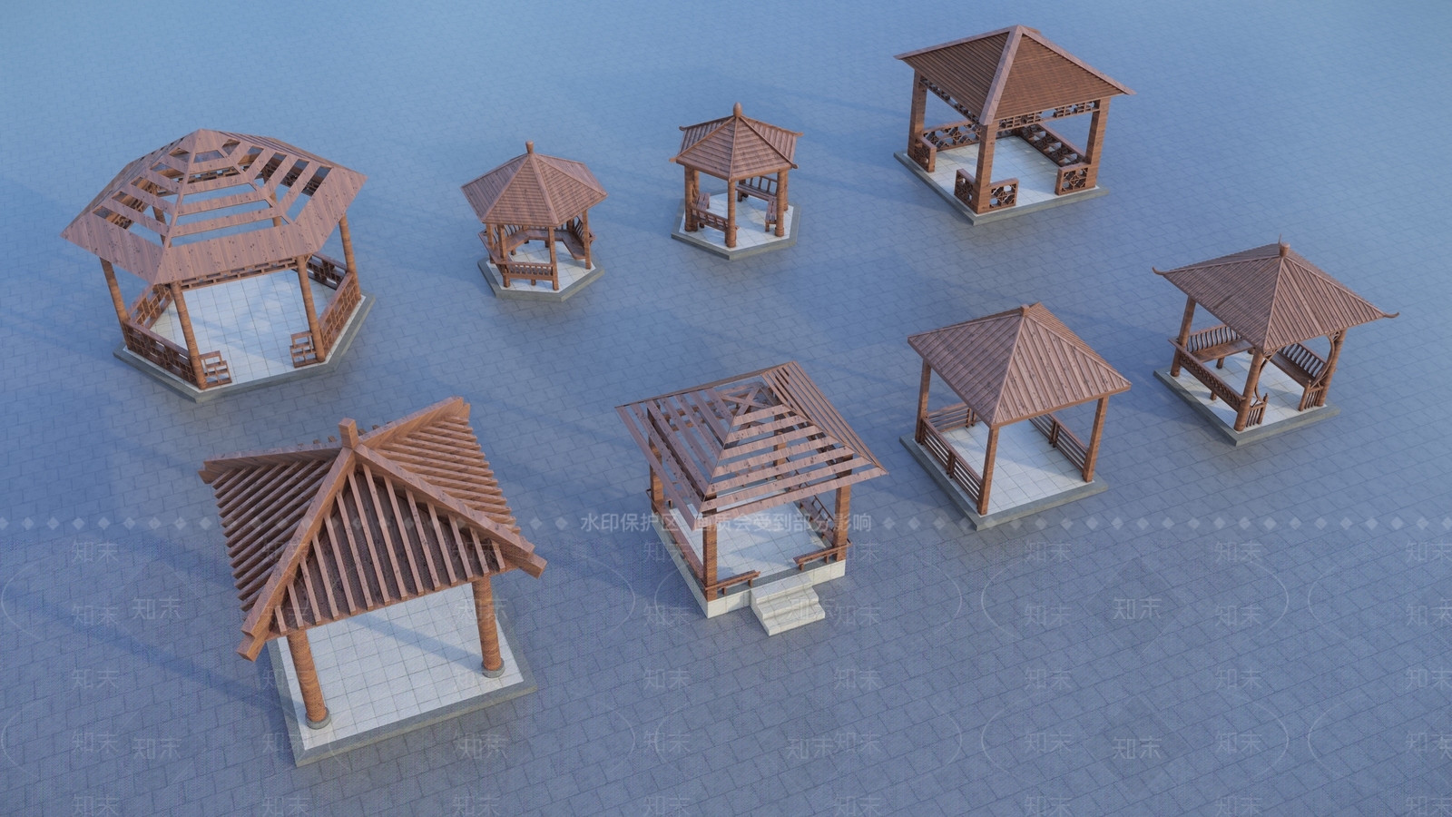 新中式中式亭子3D模型下载【ID:1165792844】