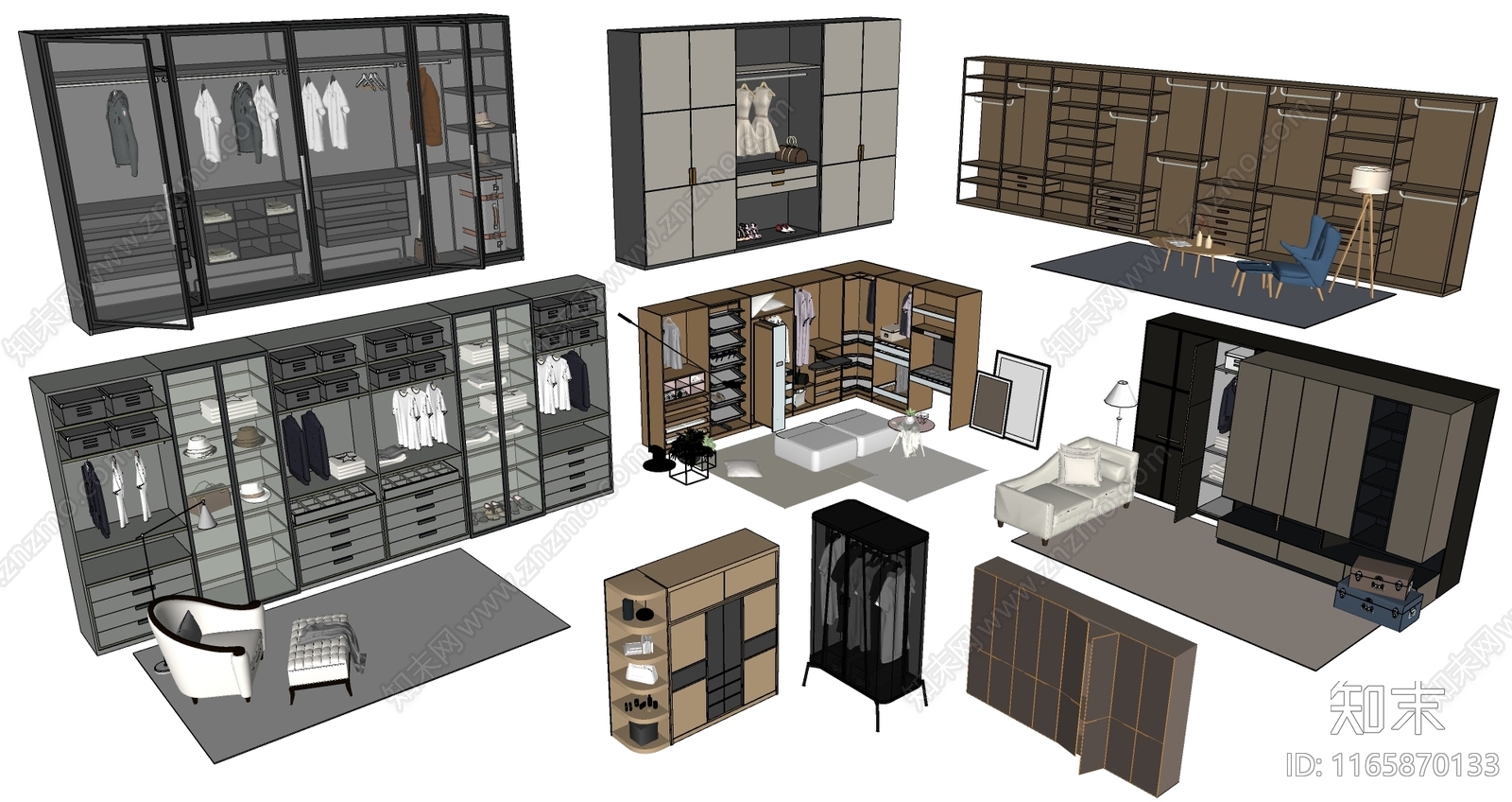 现代简约衣柜SU模型下载【ID:1165870133】