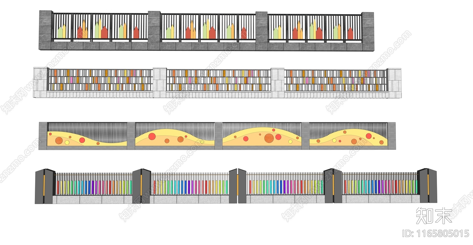 现代奶油围栏护栏SU模型下载【ID:1165805015】