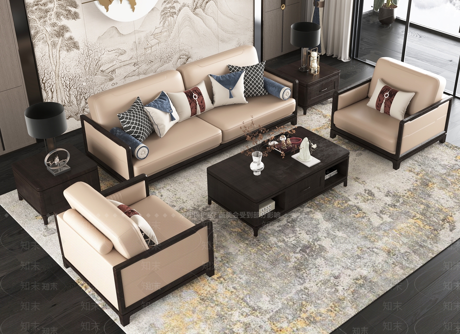 新中式家居客厅3D模型下载【ID:1165801522】