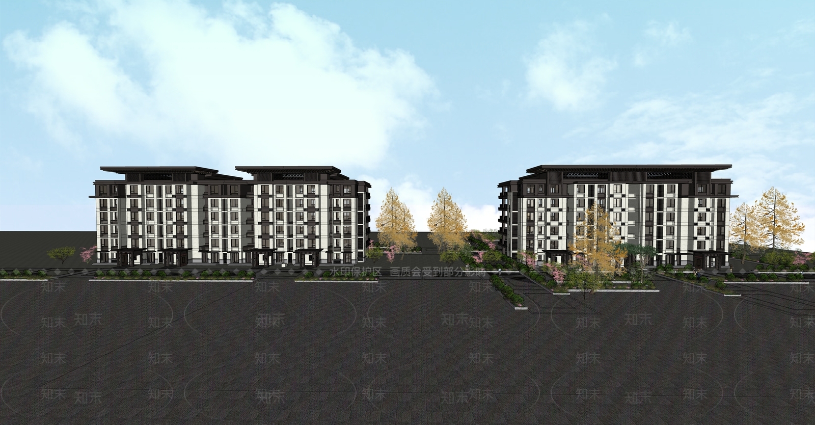 现代新中式多层住宅SU模型下载【ID:1165891428】