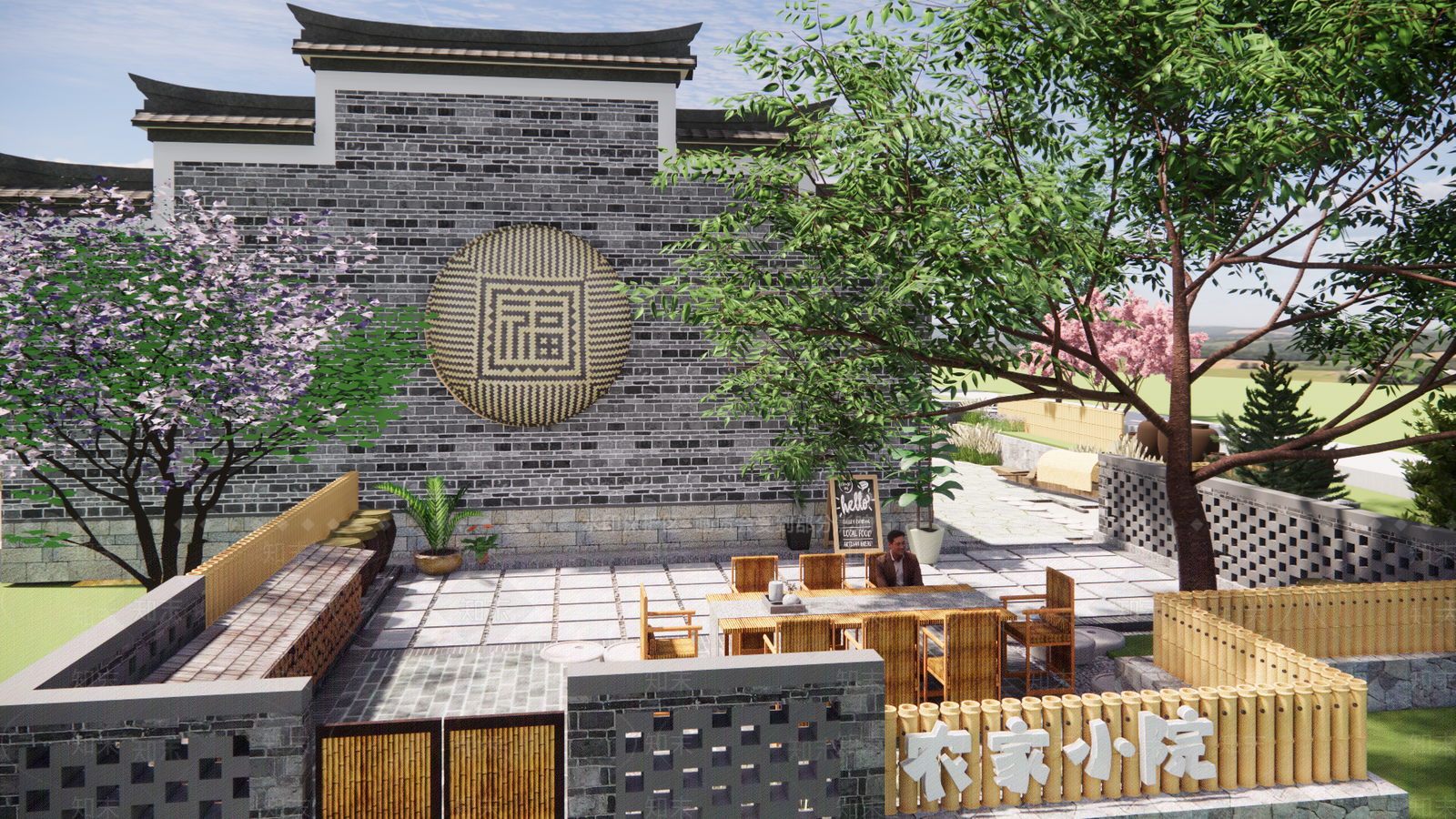 中式乡村庭院SU模型下载【ID:1165817250】