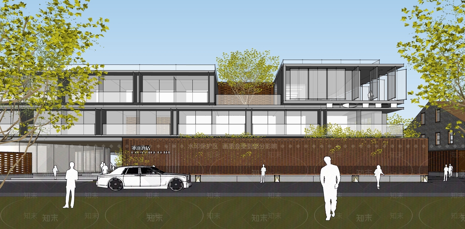 现代酒店建筑SU模型下载【ID:1165817722】