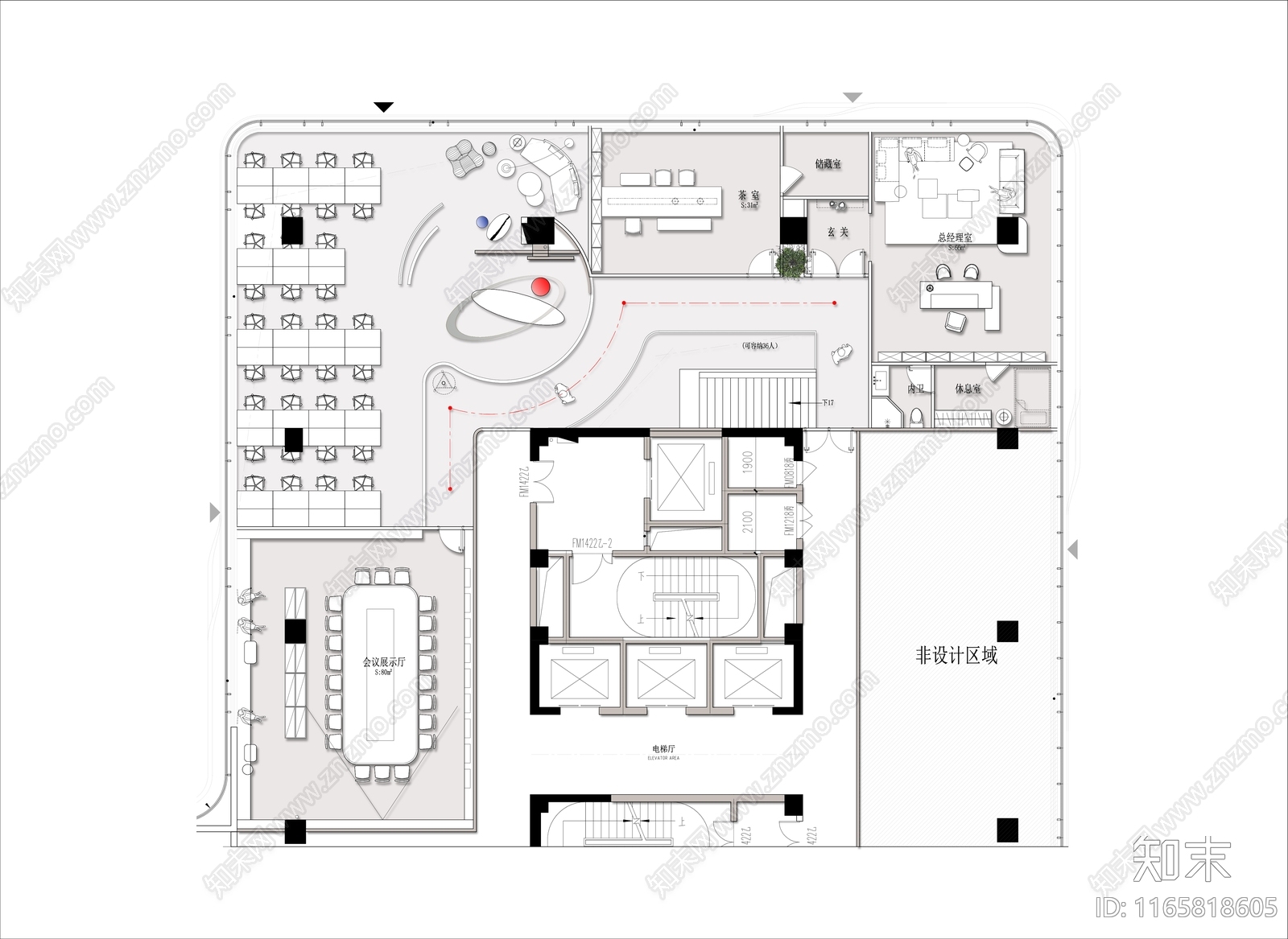 现代办公室cad施工图下载【ID:1165818605】