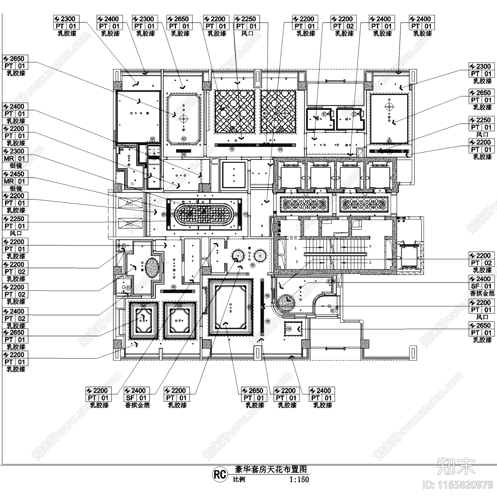 欧式世代锦江公寓豪华套房室内家装cad施工图下载【ID:1165820979】