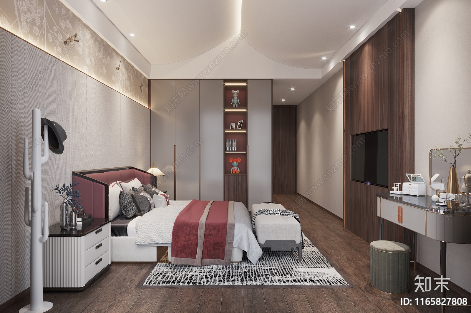 新中式家居卧室3D模型下载【ID:1165827808】