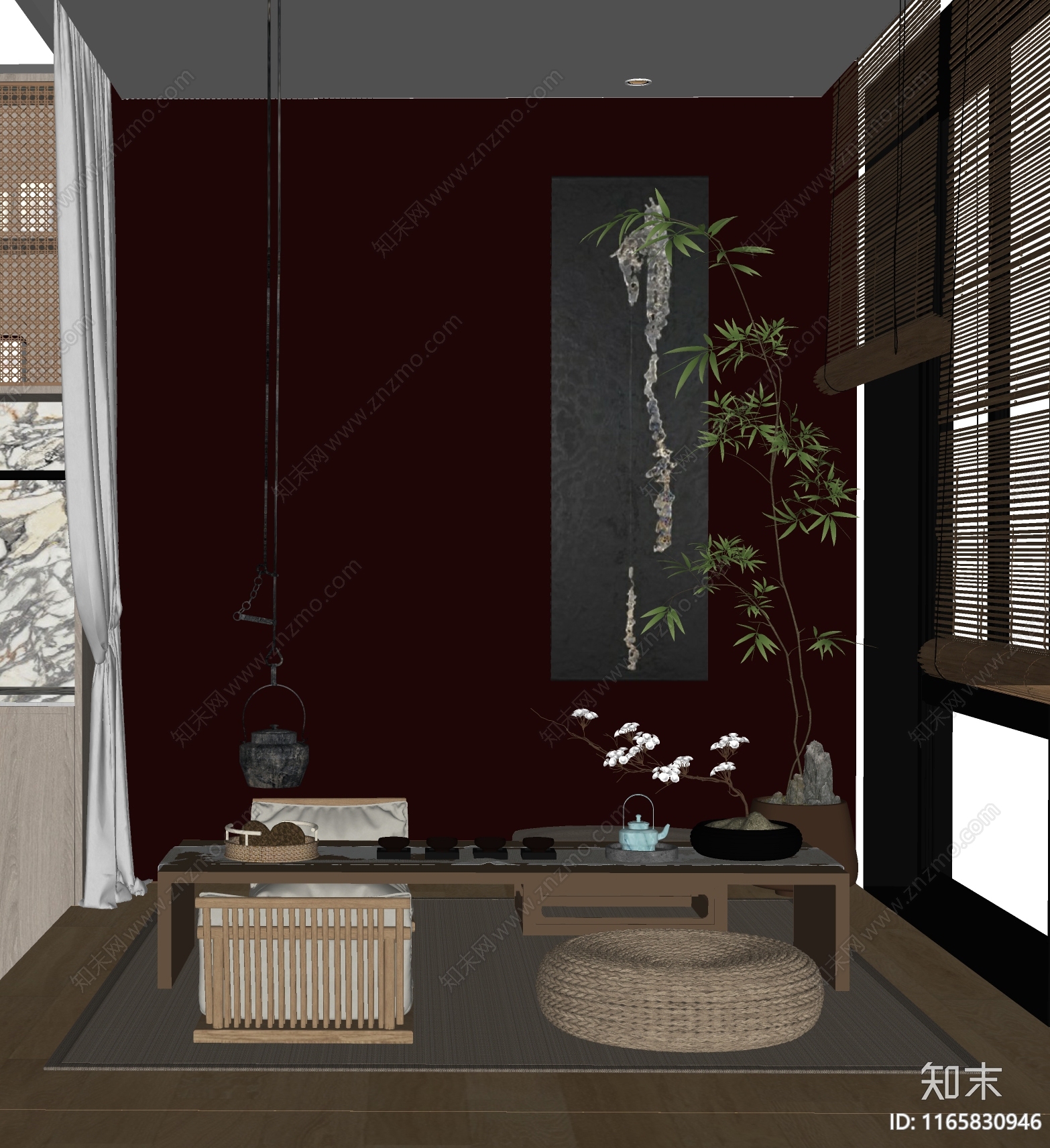 日式茶桌椅SU模型下载【ID:1165830946】