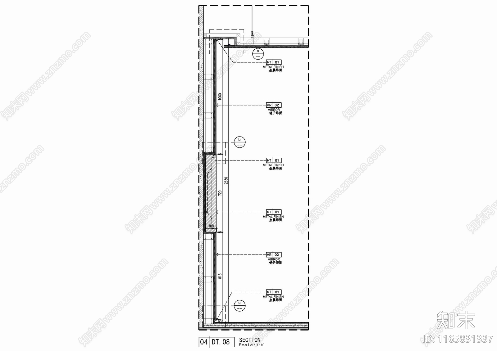 现代墙面节点cad施工图下载【ID:1165831337】