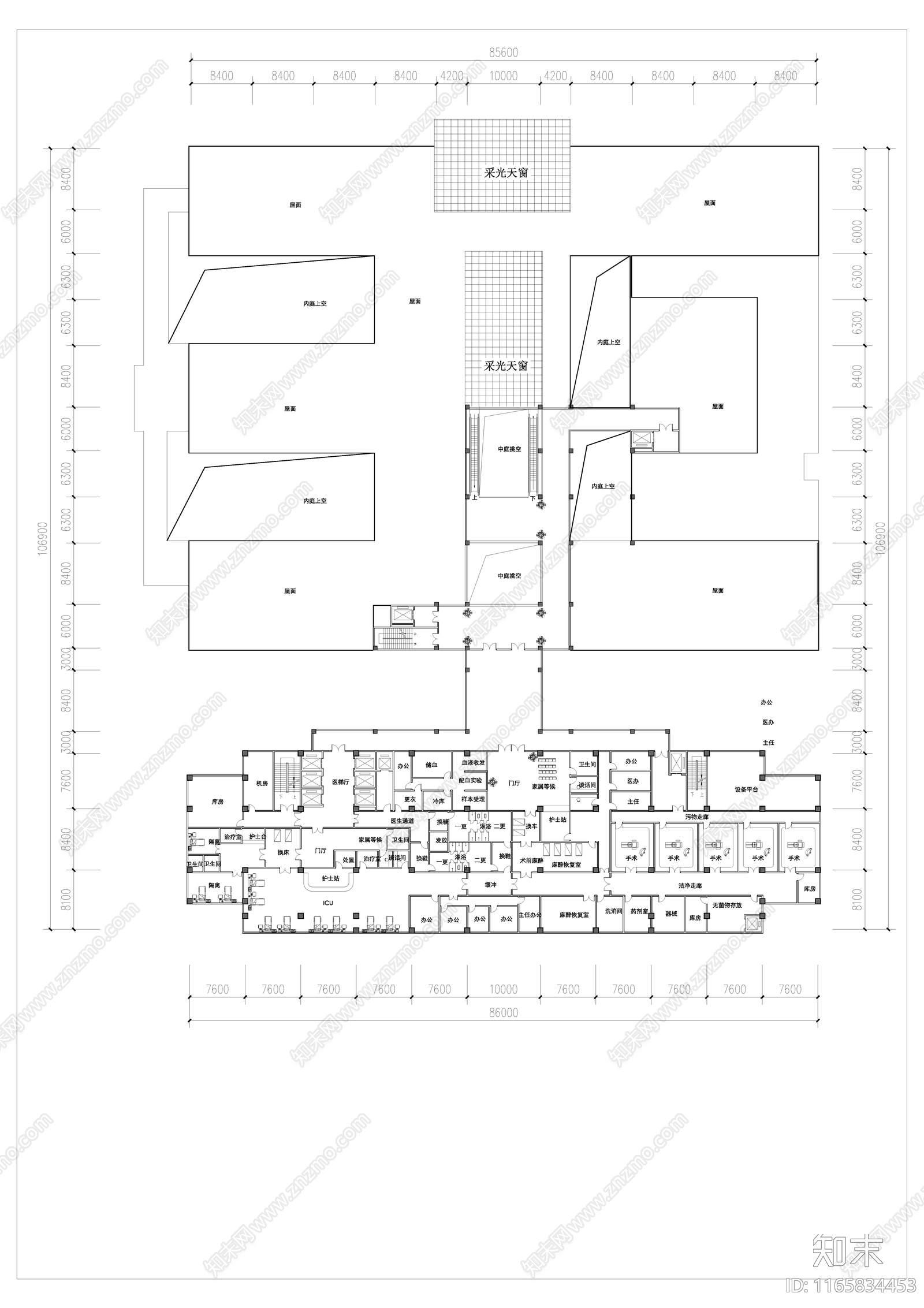 现代医院建筑cad施工图下载【ID:1165834453】