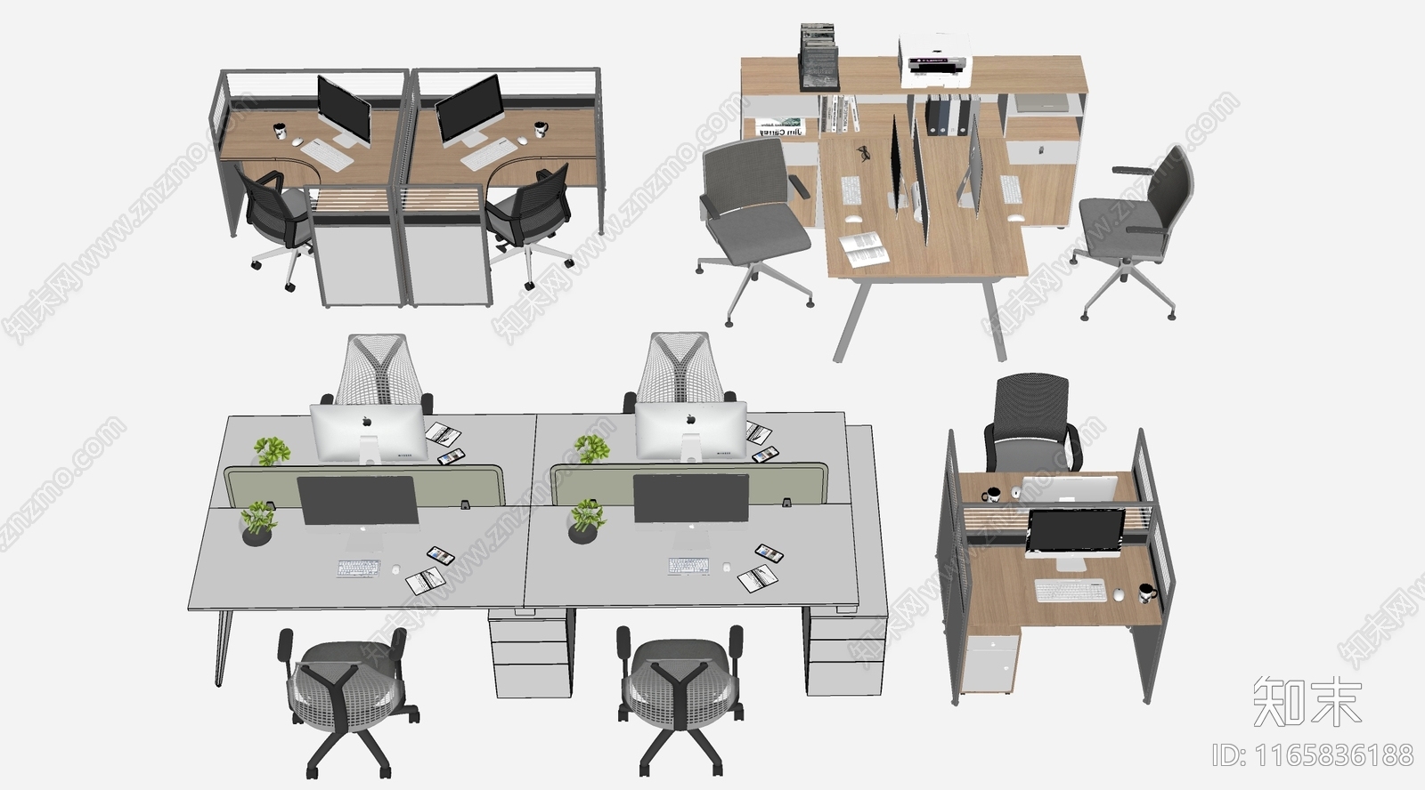 现代办公桌椅SU模型下载【ID:1165836188】