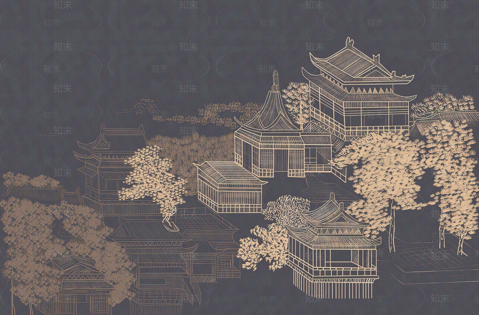 新中式中式壁纸贴图下载【ID:1165836589】_【知末网贴图库】