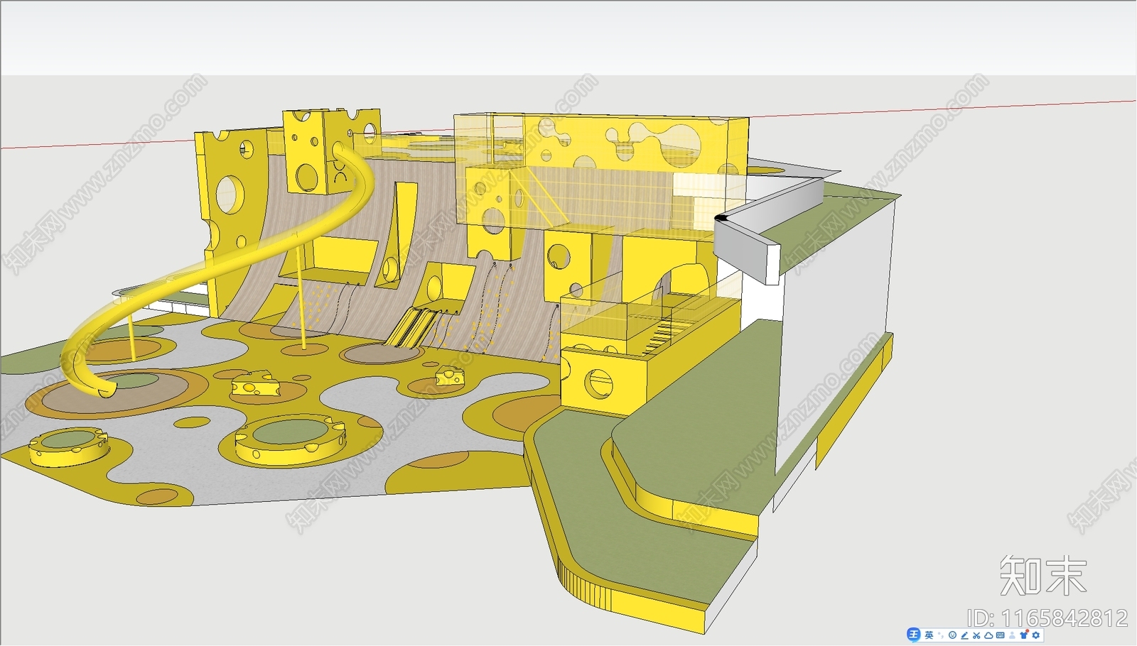 儿童滑梯SU模型下载【ID:1165842812】