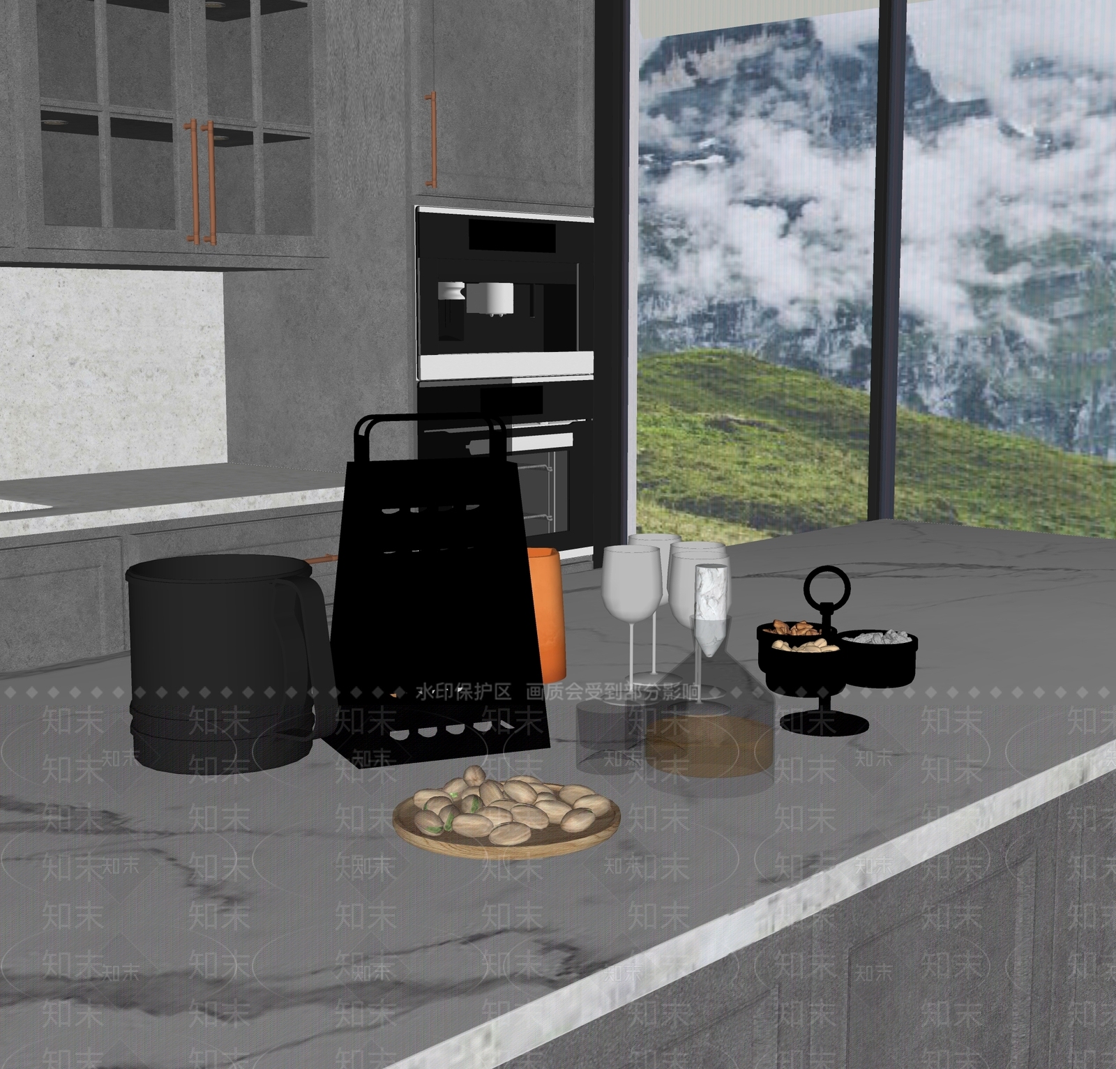 厨房用品组合SU模型下载【ID:1165856681】