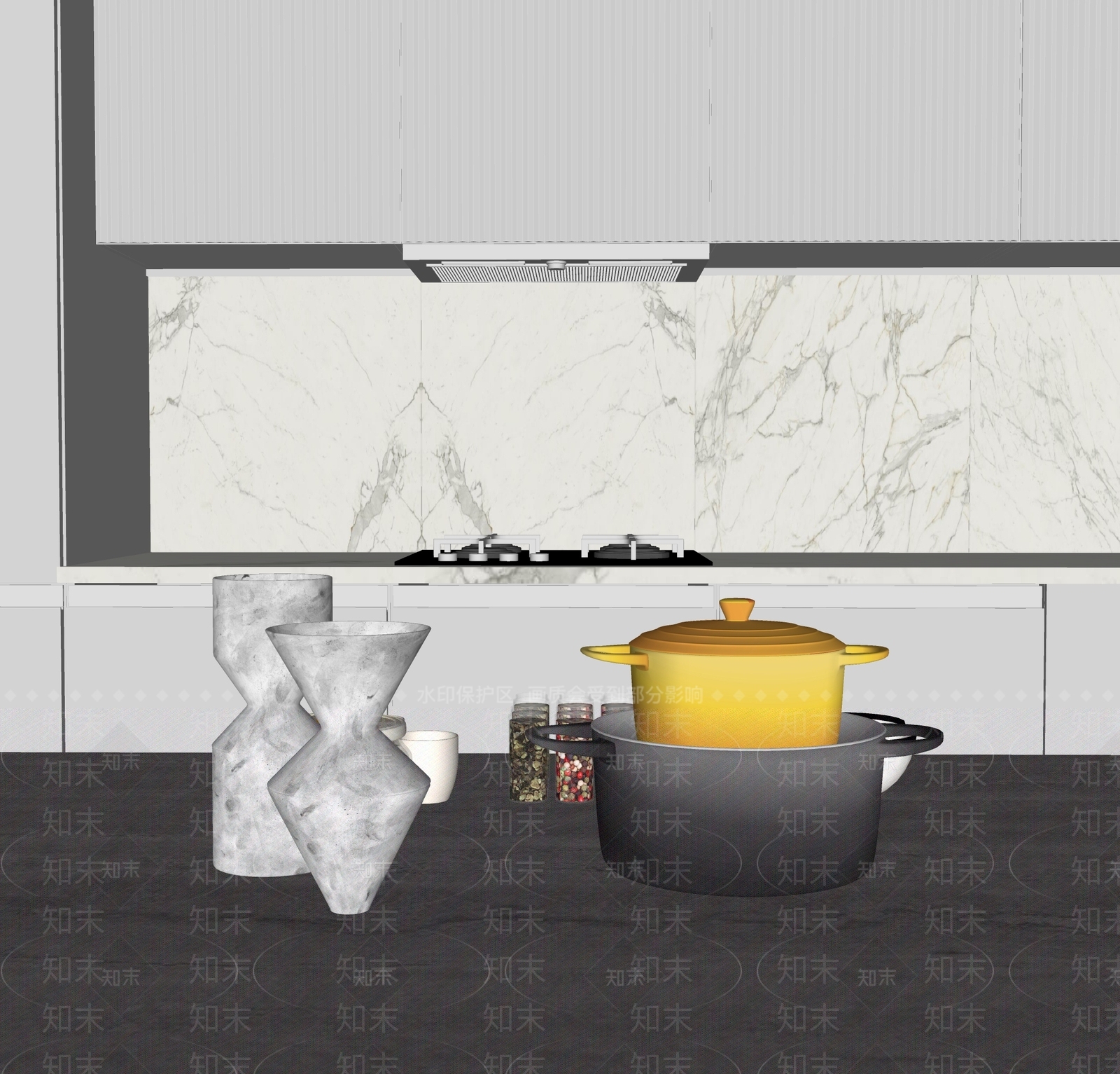 厨房用品组合SU模型下载【ID:1165857533】