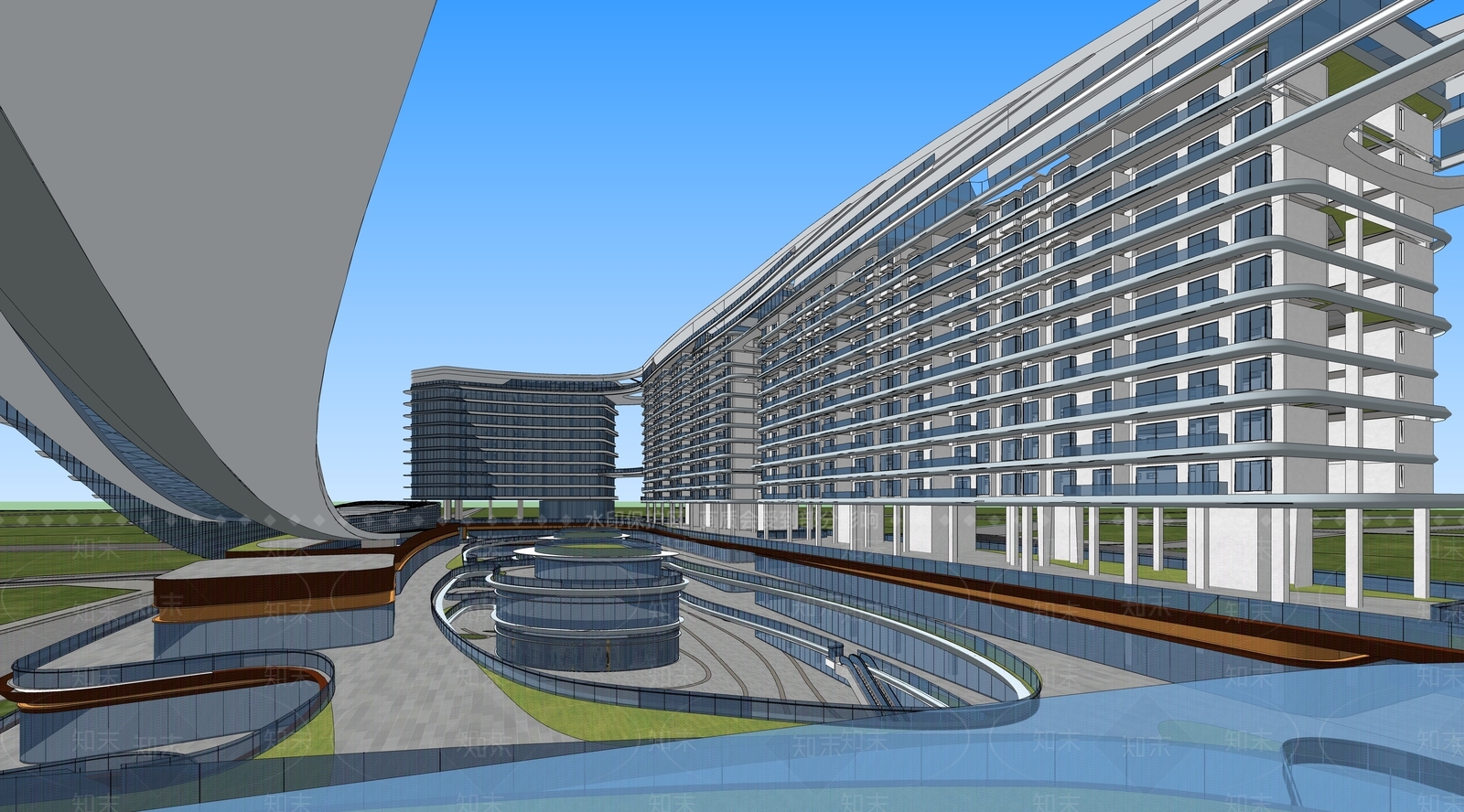 现代酒店建筑SU模型下载【ID:1165857863】