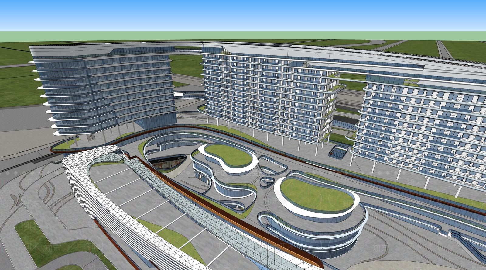现代酒店建筑SU模型下载【ID:1165857863】